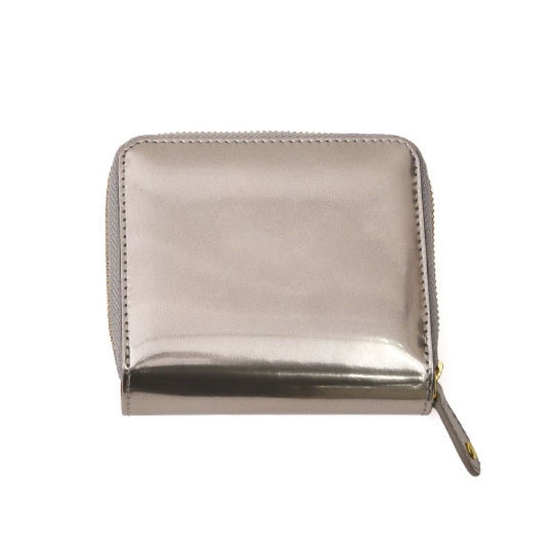 sparkling メタリックレザーラウンド二つ折り財布 Nananoel シルバー