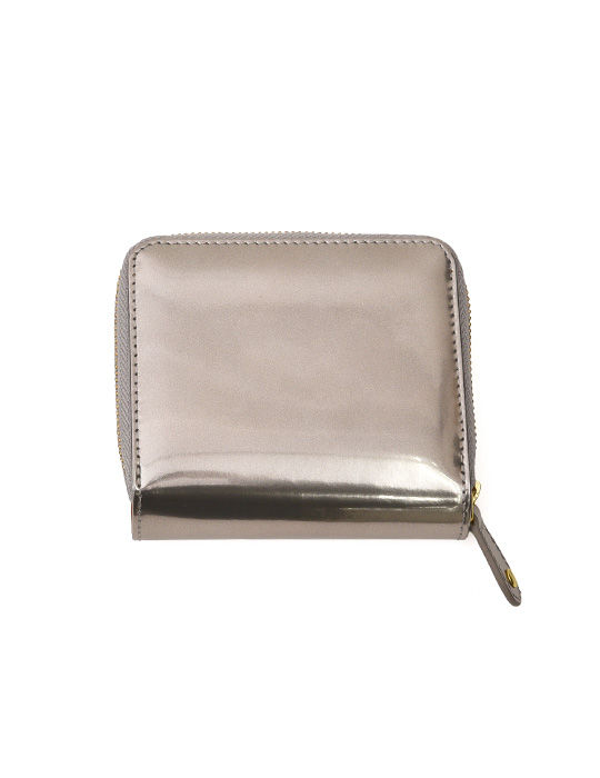 sparkling メタリックレザーラウンド二つ折り財布 Nananoel シルバー