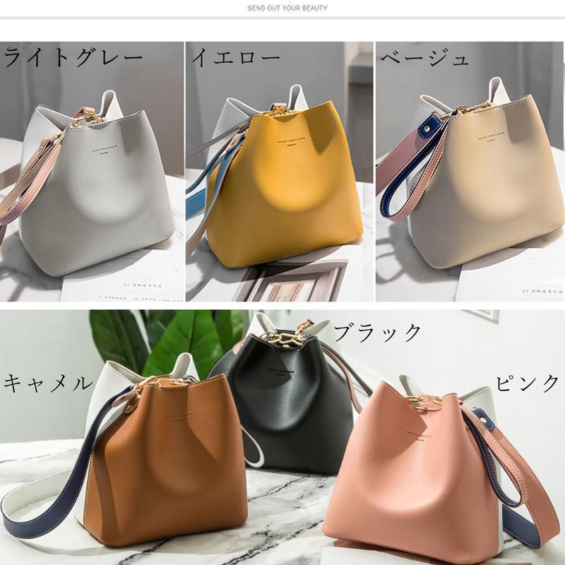 ライトグレー バケツ型ショルダーバッグ ライトグレー 本革 バケツバッグ ショルダーバッグ バケット型 | Baginning