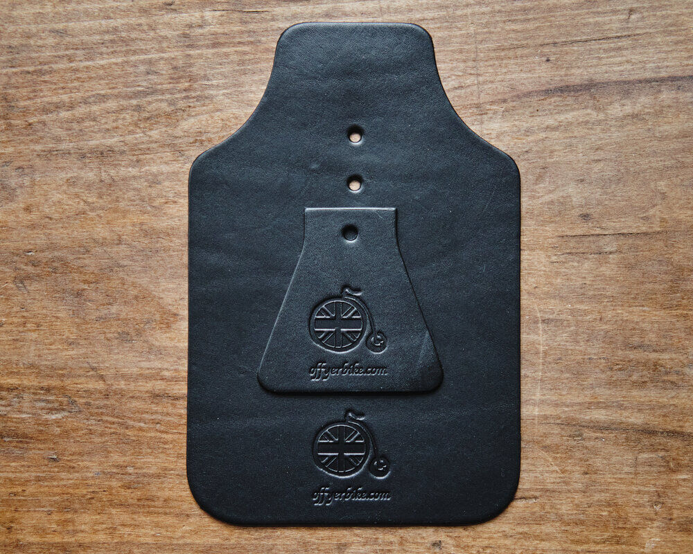 Off yer bike [Leather] Black ブロンプトン Off yer bike Leather Mud Flap Set | BROMPTON JU