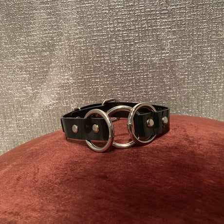 black PVC 3 O rings  choker