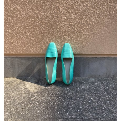 Italian light blue leather flat shoes