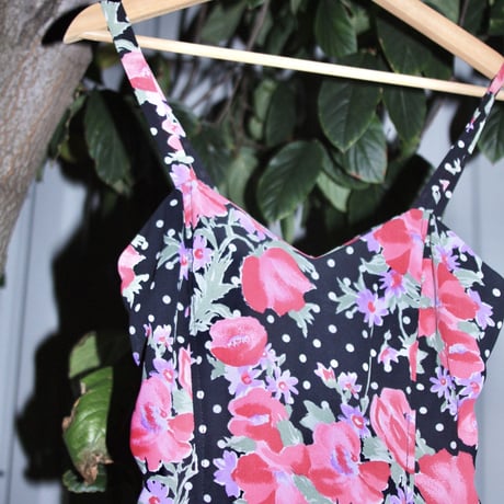 etam 3 piece black and pink flower/white dots w bolero