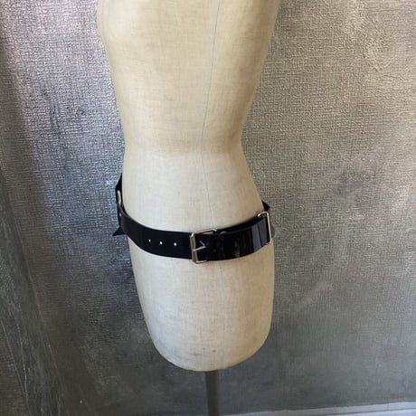 black pvc belt with strap