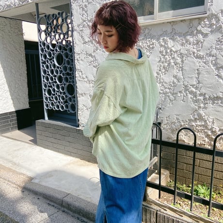 corduroy pastel green shirt