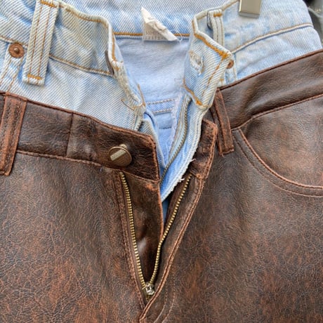 remake jeans leather pants