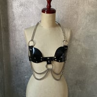 black pvc bra harness with chain SONJA