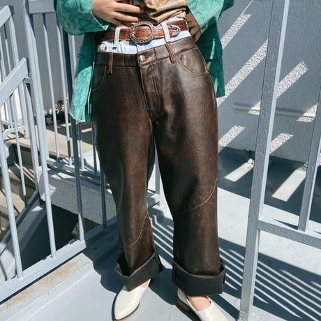 remake jeans leather pants