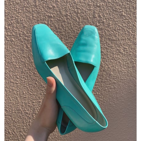 Italian light blue leather flat shoes