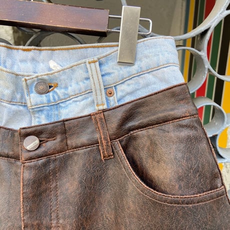 remake jeans leather pants