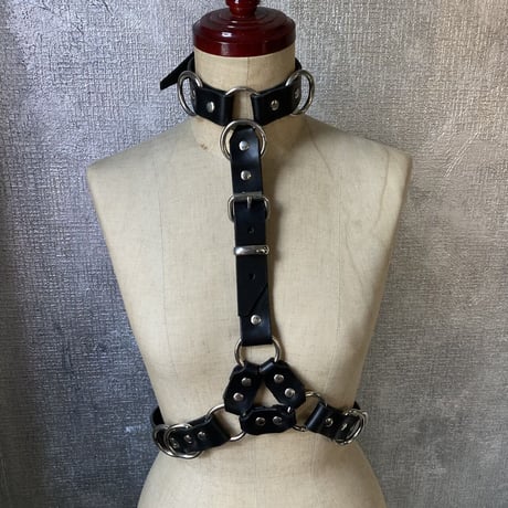 black leather chest harness LJUBICA