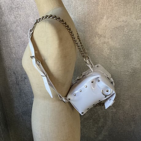 white pvc cube bag backpack with chain SANJA
