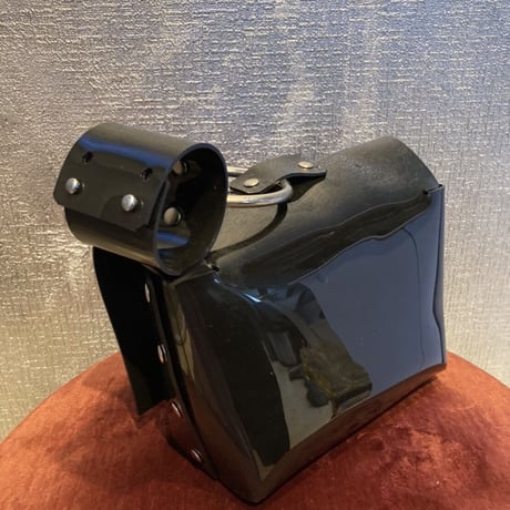 black pvc clutch hand cuffs bag