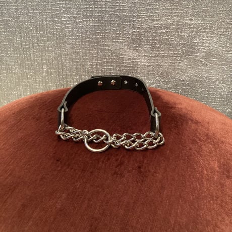 black leather chain choker