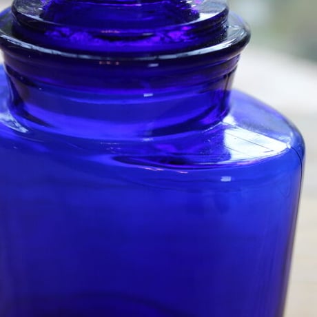 blue glass container