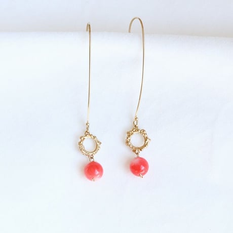 さんご（コーラル） ピアス D-300243