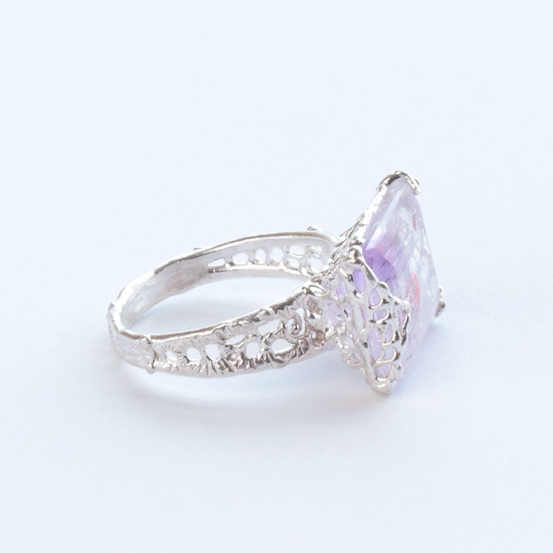 ゲーサイト ヘマタイト イン バイカラー クォーツ リング C-101604