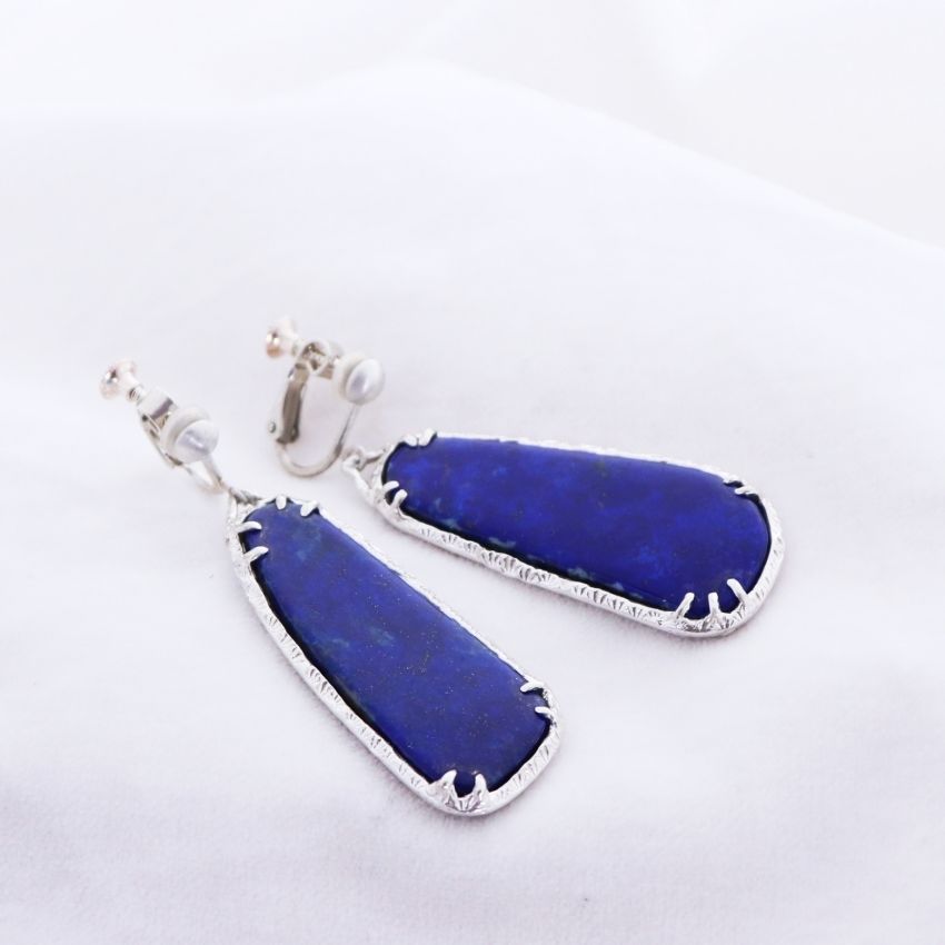 【神宿る】　ラピスラズリ　ピアスセット　(イヤリングに変更可能)　　n56 ラピスラズリ 天然石ピアス 【受注製作】 | DoubleMoon jewelry