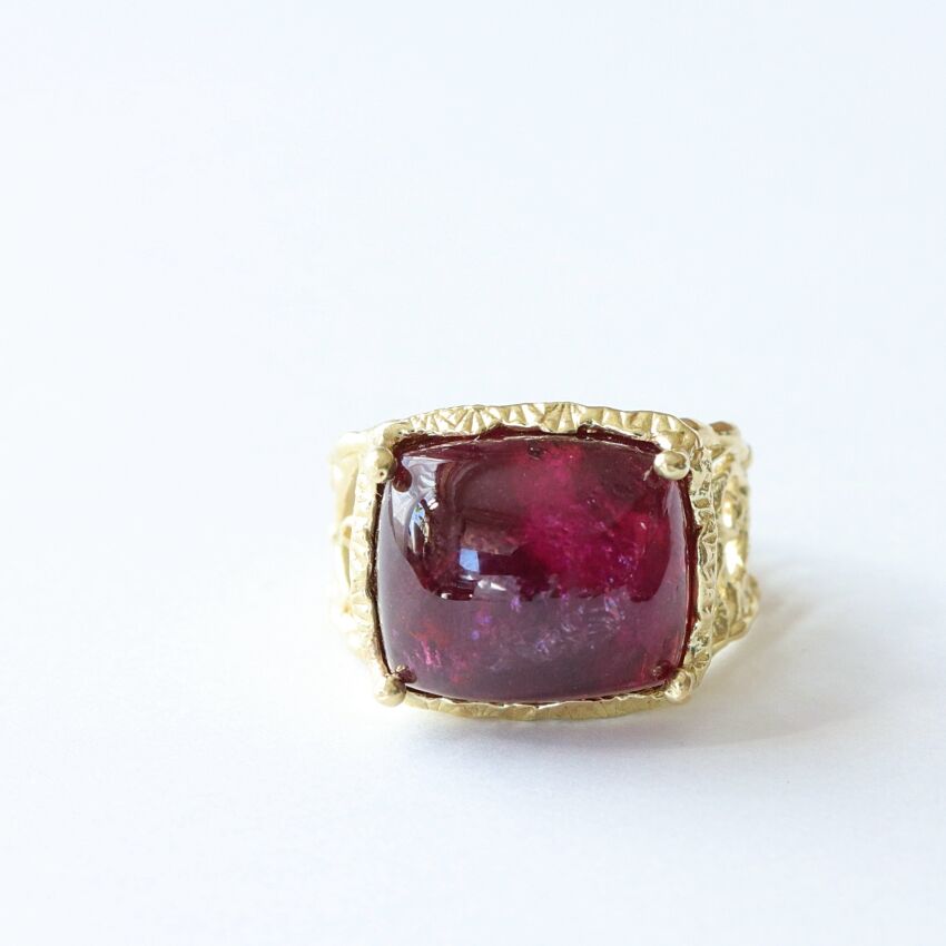 K18YG 天然ルベライト　レッドトルマリン　リング　指輪　18金 K18YG 天然ルベライト レッドトルマリン リング 指輪 18金