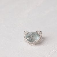 レオパード アクアマリン with イルメナイト ヘマタイト  リング B-100716