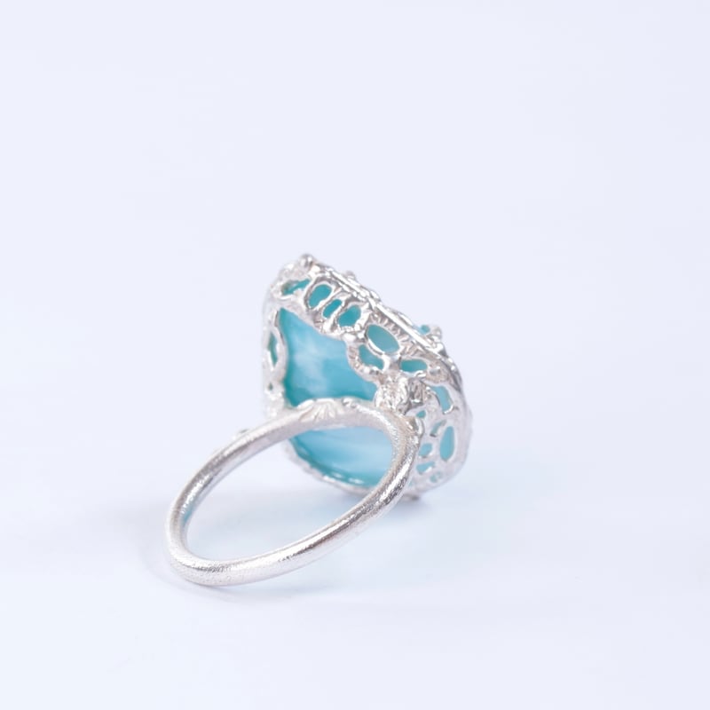 ラリマー D シルバー製ゴールドカラー ラリマー＆スイスブルートパーズ オーシャン