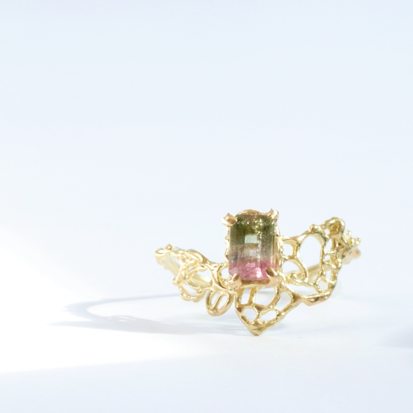 ウォーターメロン トルマリン リング (K18) B-100569 | kiri onli