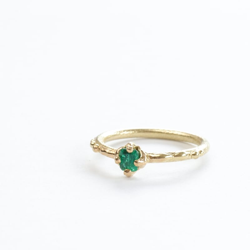 エメラルド　K18リング エメラルド/ダイヤモンド K18リング(プリンセスカット/5月誕生石