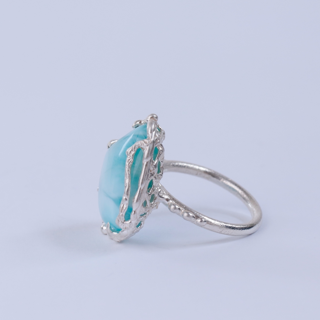 ラリマー D シルバー製ゴールドカラー ラリマー＆スイスブルートパーズ オーシャン