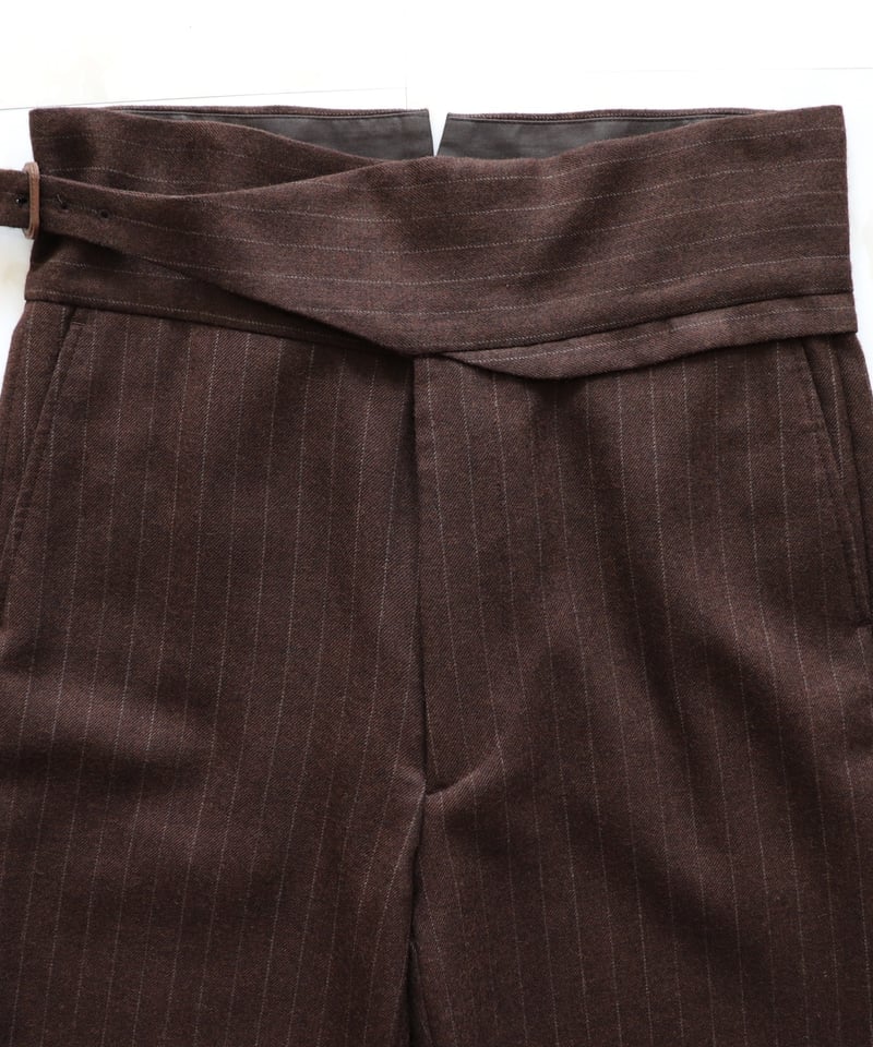 WOOL STRIPED FLARE SLACKS 