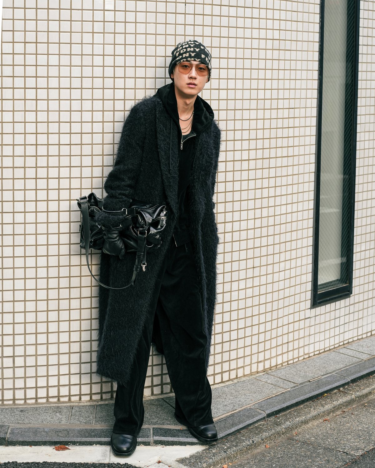 週末！マテリアミラノ★ロングコート　ブラック MONOLITH】 SHAGGY MAXI-LENGTH COAT 
