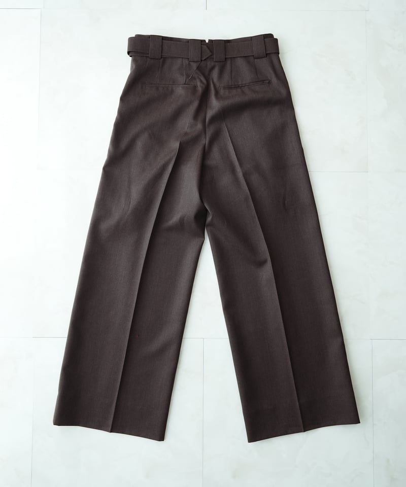 パンツ Asymmetrical waist wide straight slacks INVERT】WOOL WIDE STRAIGHT SLACKS 