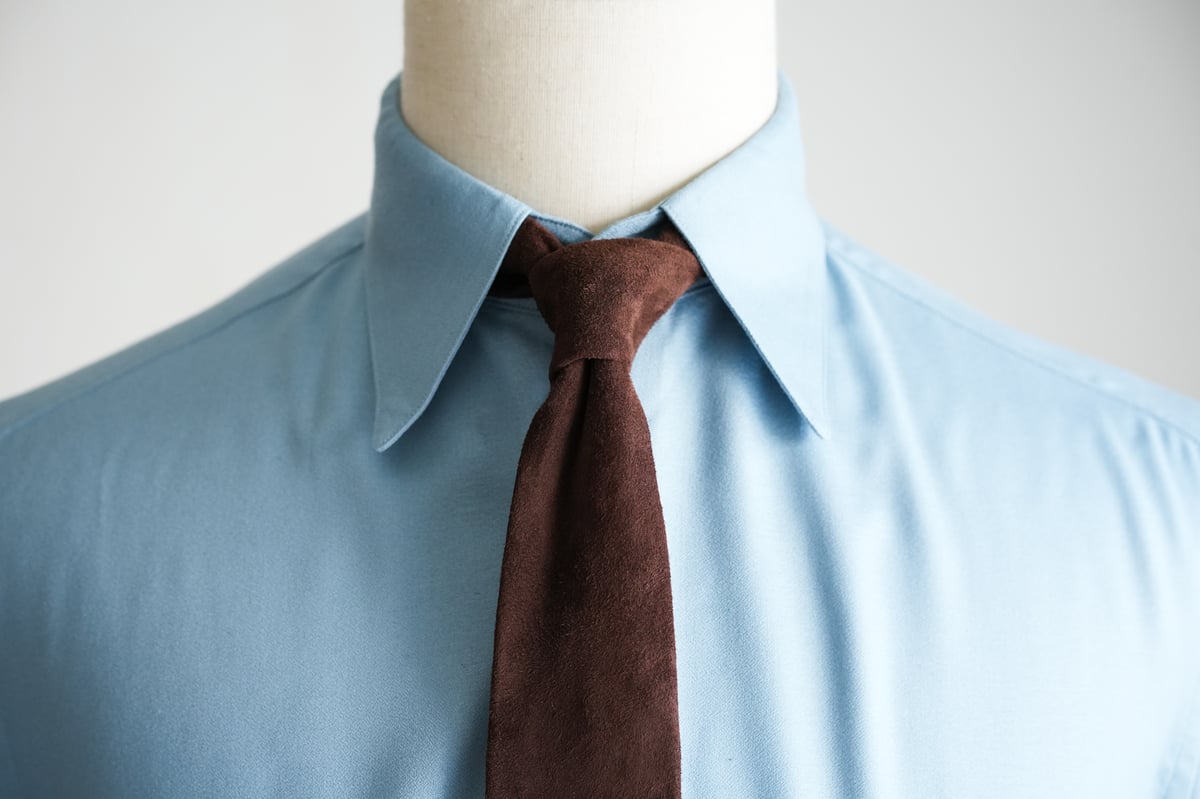 Silky Sheepskin Leather Narrow Tie 【Brown】 | GR