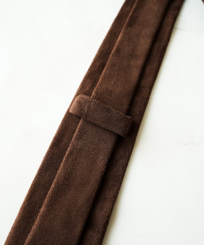 Silky Sheepskin Leather Narrow Tie 【Brown】 | GR