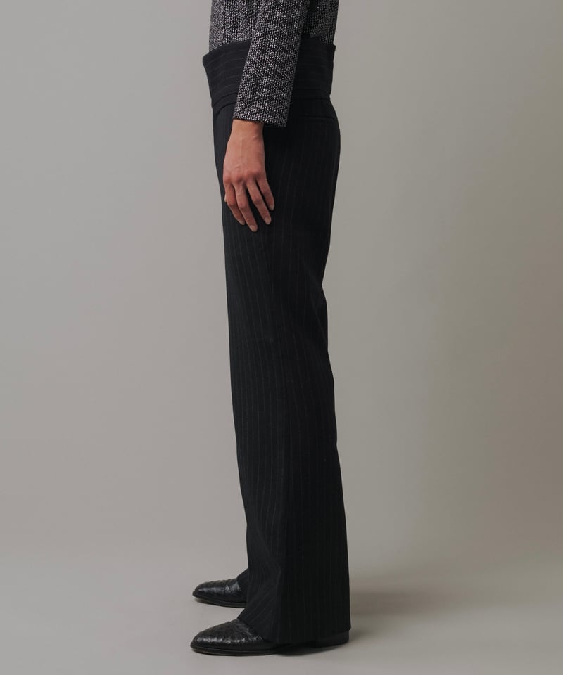 WOOL STRIPED FLARE SLACKS 