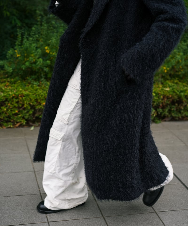 週末！マテリアミラノ★ロングコート　ブラック MONOLITH】 SHAGGY MAXI-LENGTH COAT 