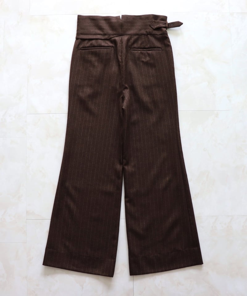 WOOL STRIPED FLARE SLACKS 