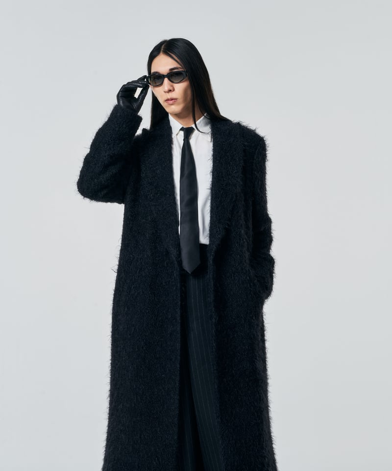 週末！マテリアミラノ★ロングコート　ブラック MONOLITH】 SHAGGY MAXI-LENGTH COAT 