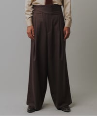 WOOL STRIPED WIDE SLACKS 