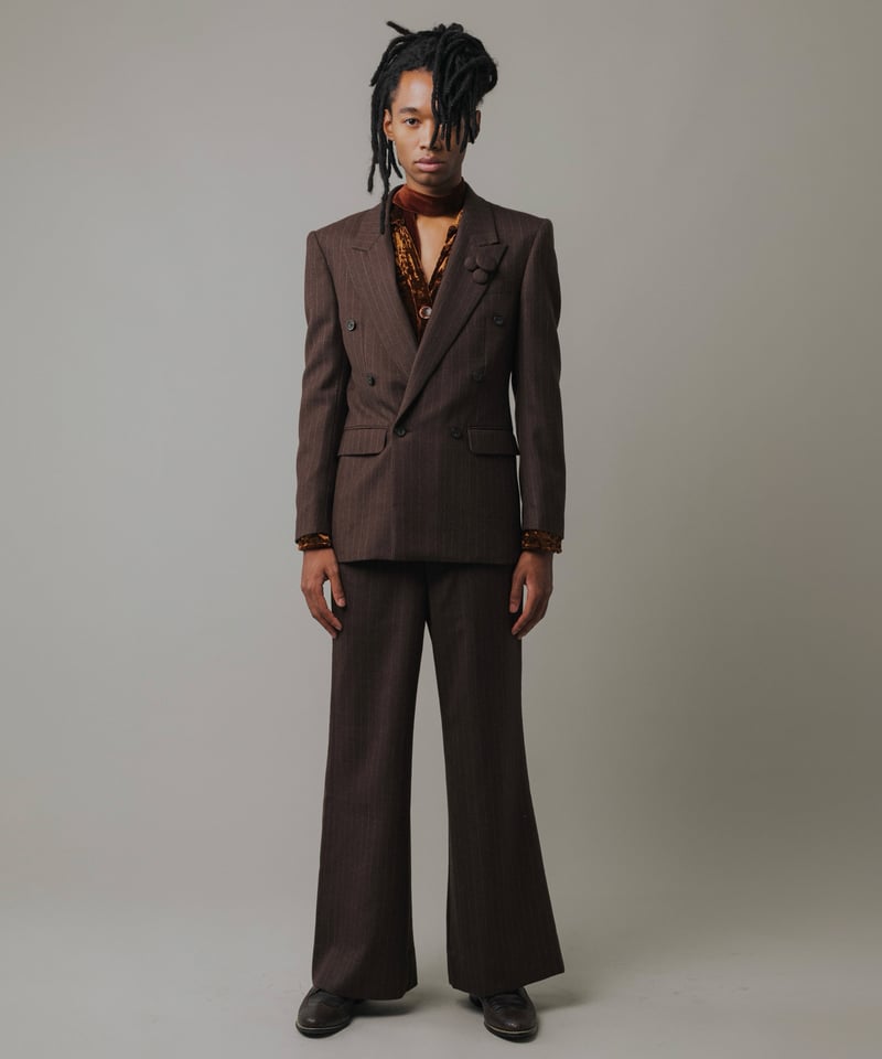 【SIKITARI】STRIPE FLARE SLACKS (BROWN) STRIPE FLARE SLACKS【BROWN】 | SHIKITARI