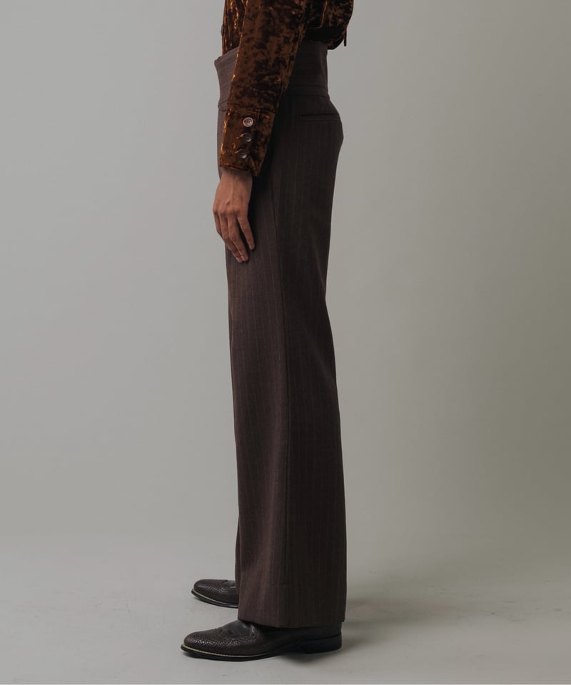 WOOL STRIPED FLARE SLACKS 