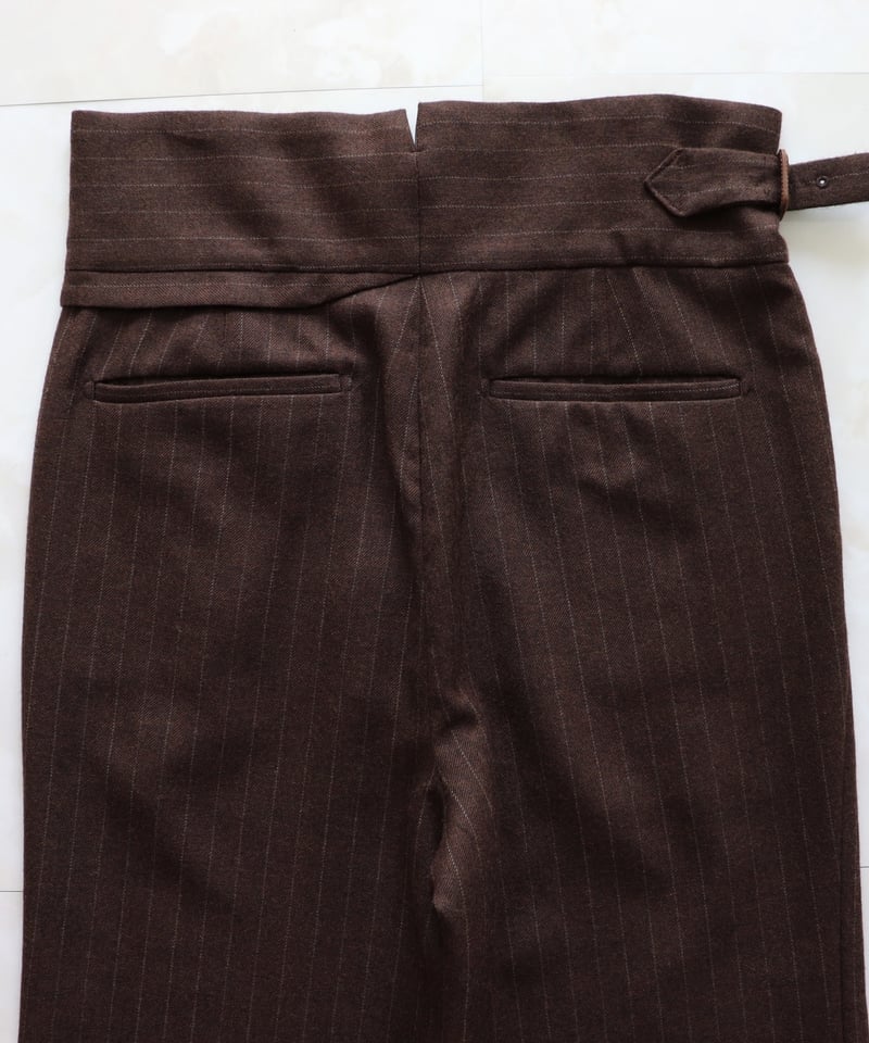 WOOL STRIPED FLARE SLACKS 