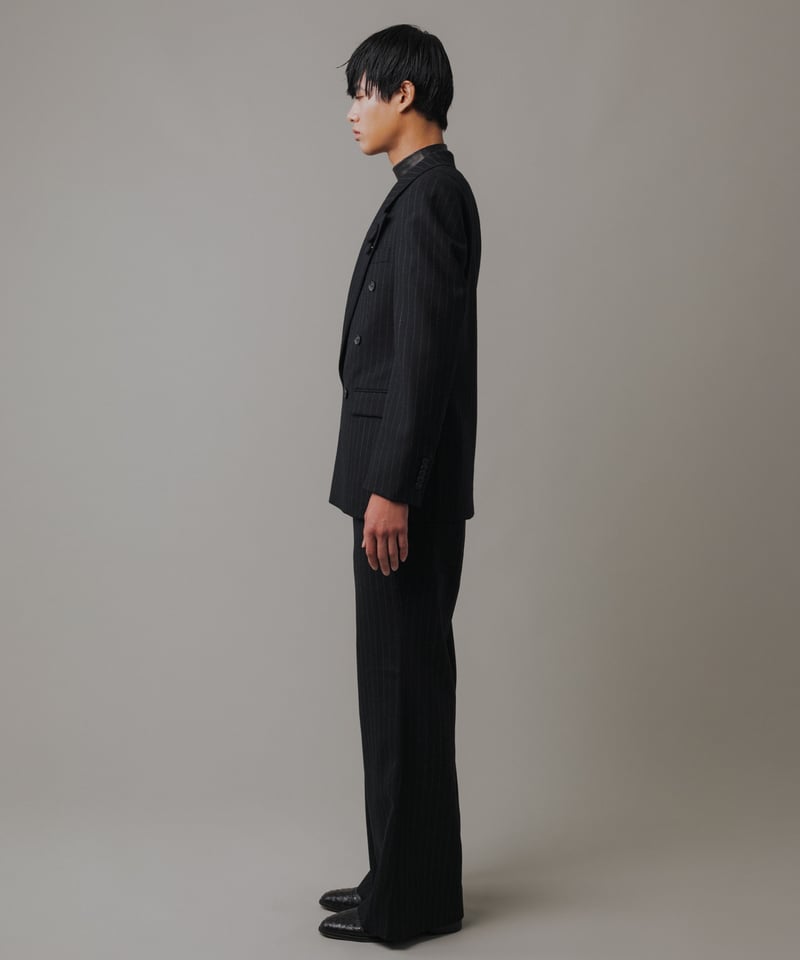 WOOL STRIPED FLARE SLACKS 