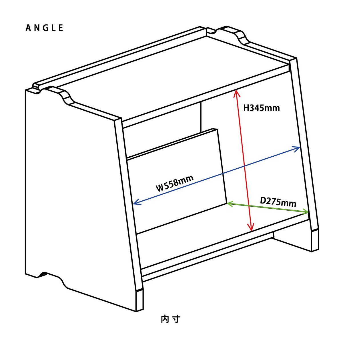 ブックシェルフ 黒猫の本棚 STACKING SHELF 2段 ANGLE×HALF | BI