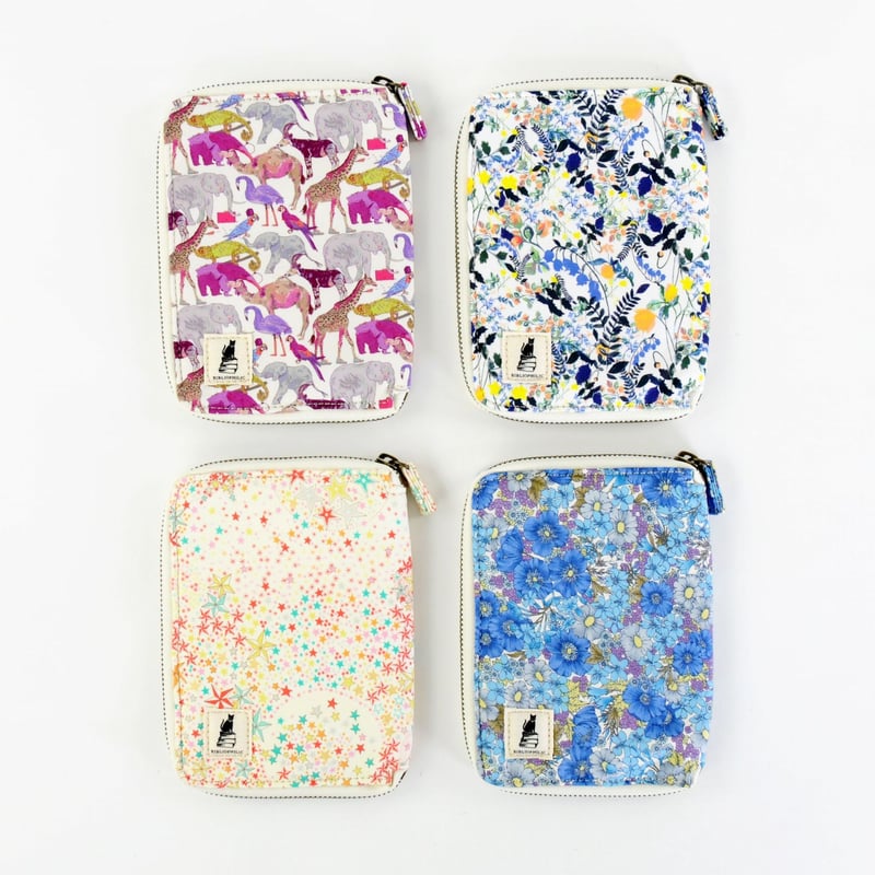 ねこのこ③ブックカバー、ポーチ ブックポーチ / LIBERTY PRINT BOOK POUCH | BIBLIOPHILIC