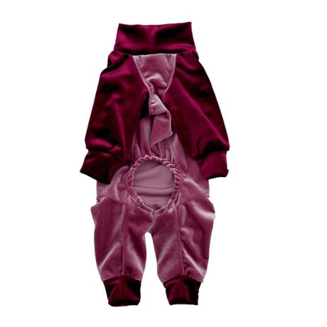 【PEGION/ペギオン】BICOLOR STRETCH VELOR ROMPERS (バイカラーストレッチベロアロンパース） red/navy