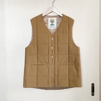 【Bed&Breakfast】Grosgrain Quilted Liner Vest in Brown