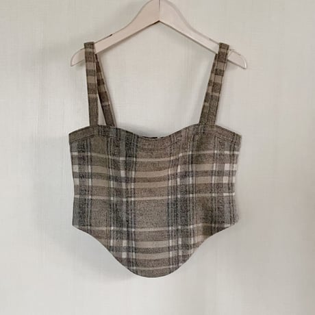 【Greed International グリードインターナショナル】Shaggy Check Corset in Brown mix