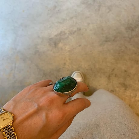 【Bijou/ビジューアールアイ】Marble Stone Ring (マーベルストーンリング）green/brown