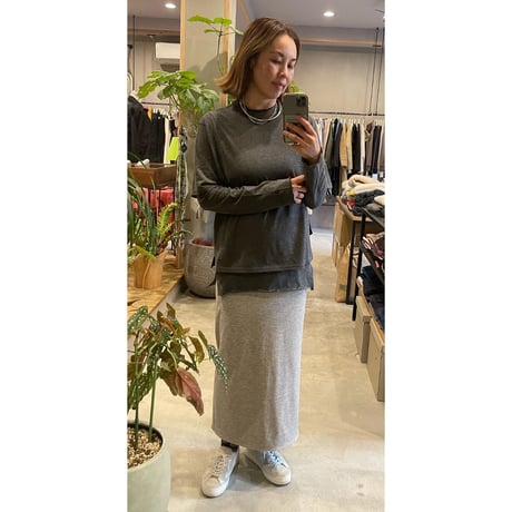【Bed&Breakfast】Yak Cotton Jersey Reversible Skirt in Gray