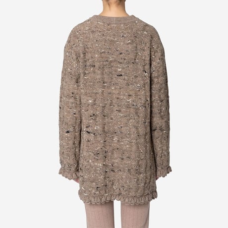 【Greed International グリードインターナショナル】Mix Seed Stitch Long Slit Sweater  (ロングスリットセーター)-brown